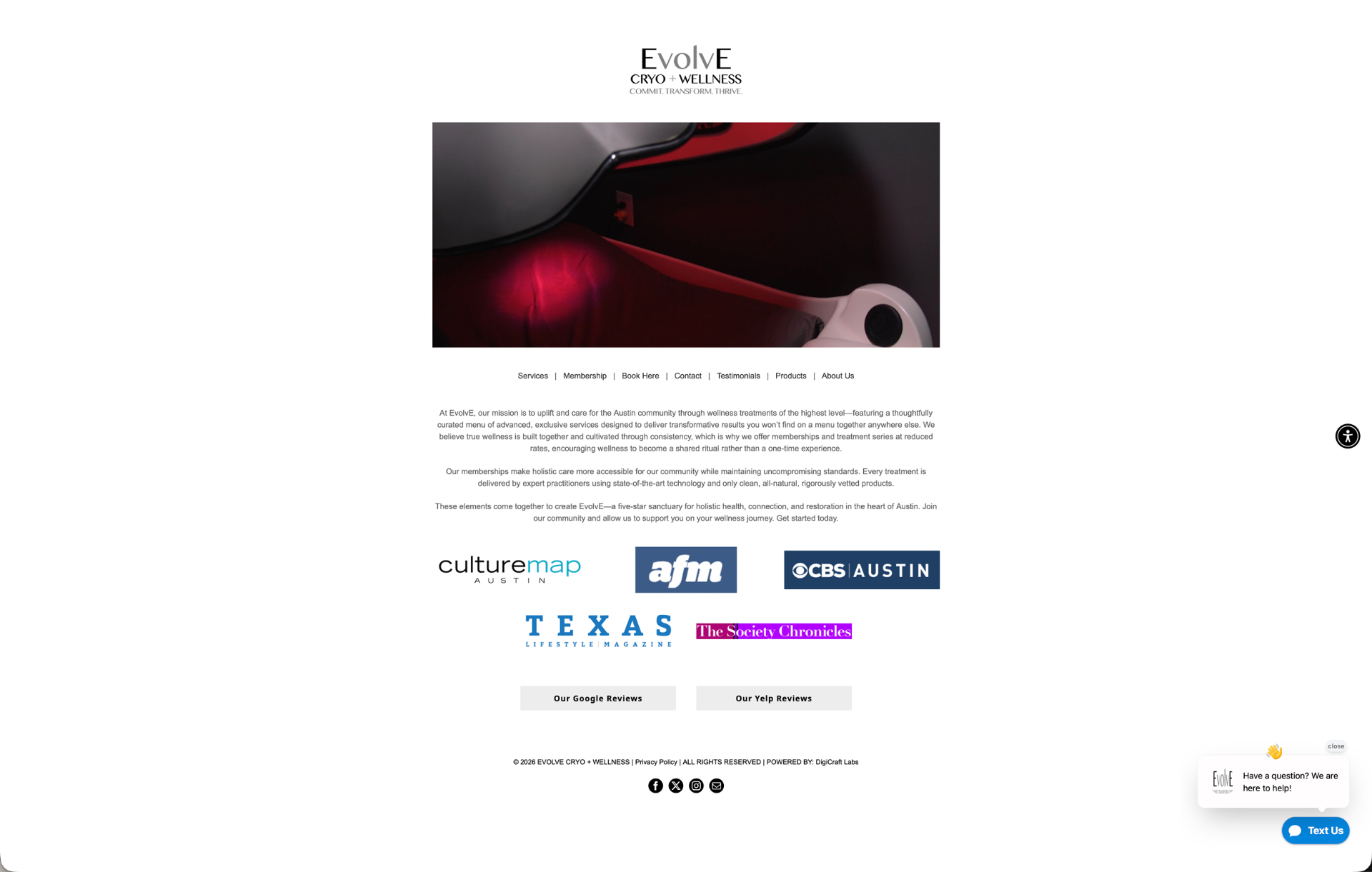 EvolvE Cryo + Wellness's previous website
