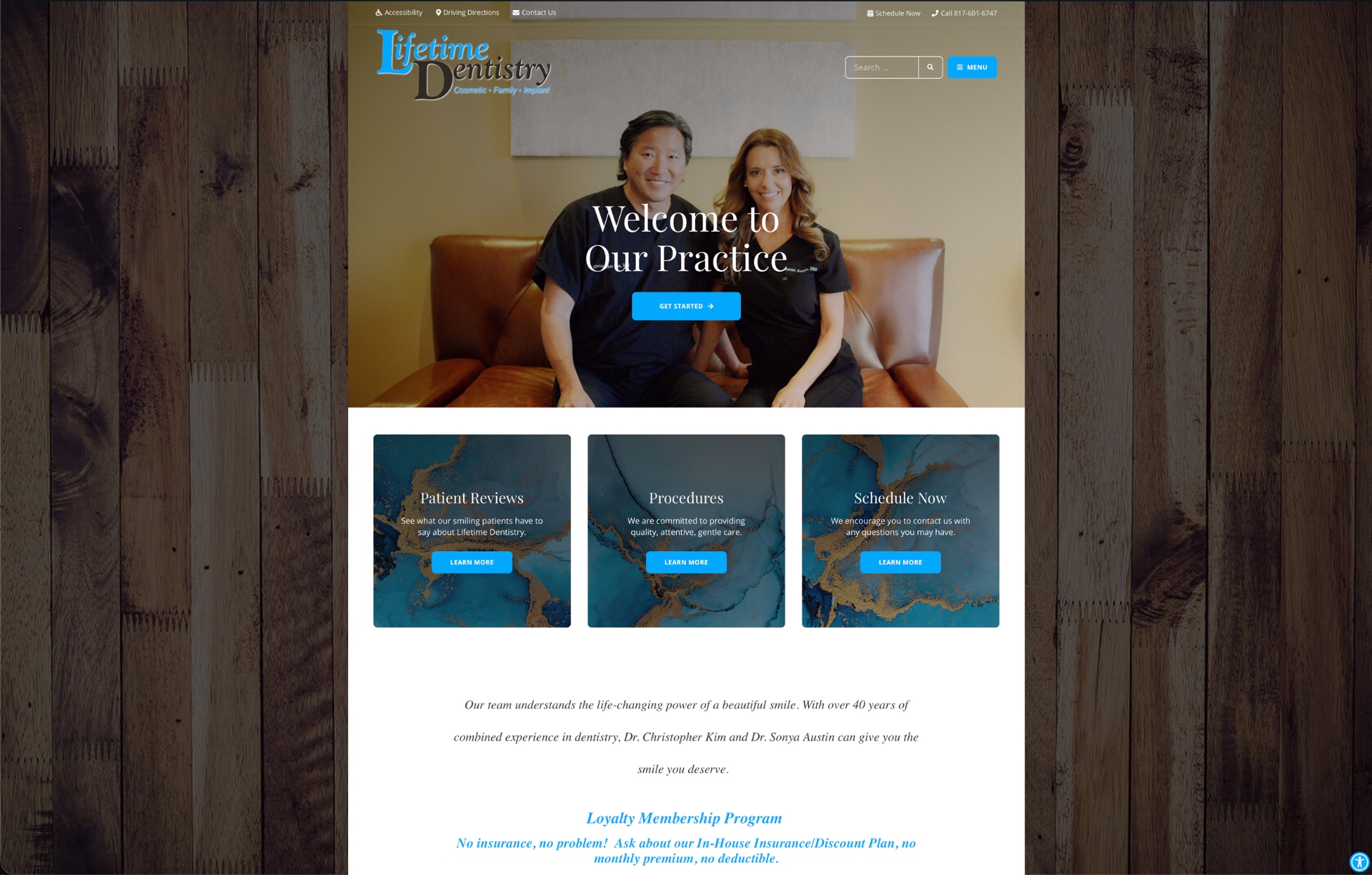 Lifetime Cosmetic Dentistry's previous website