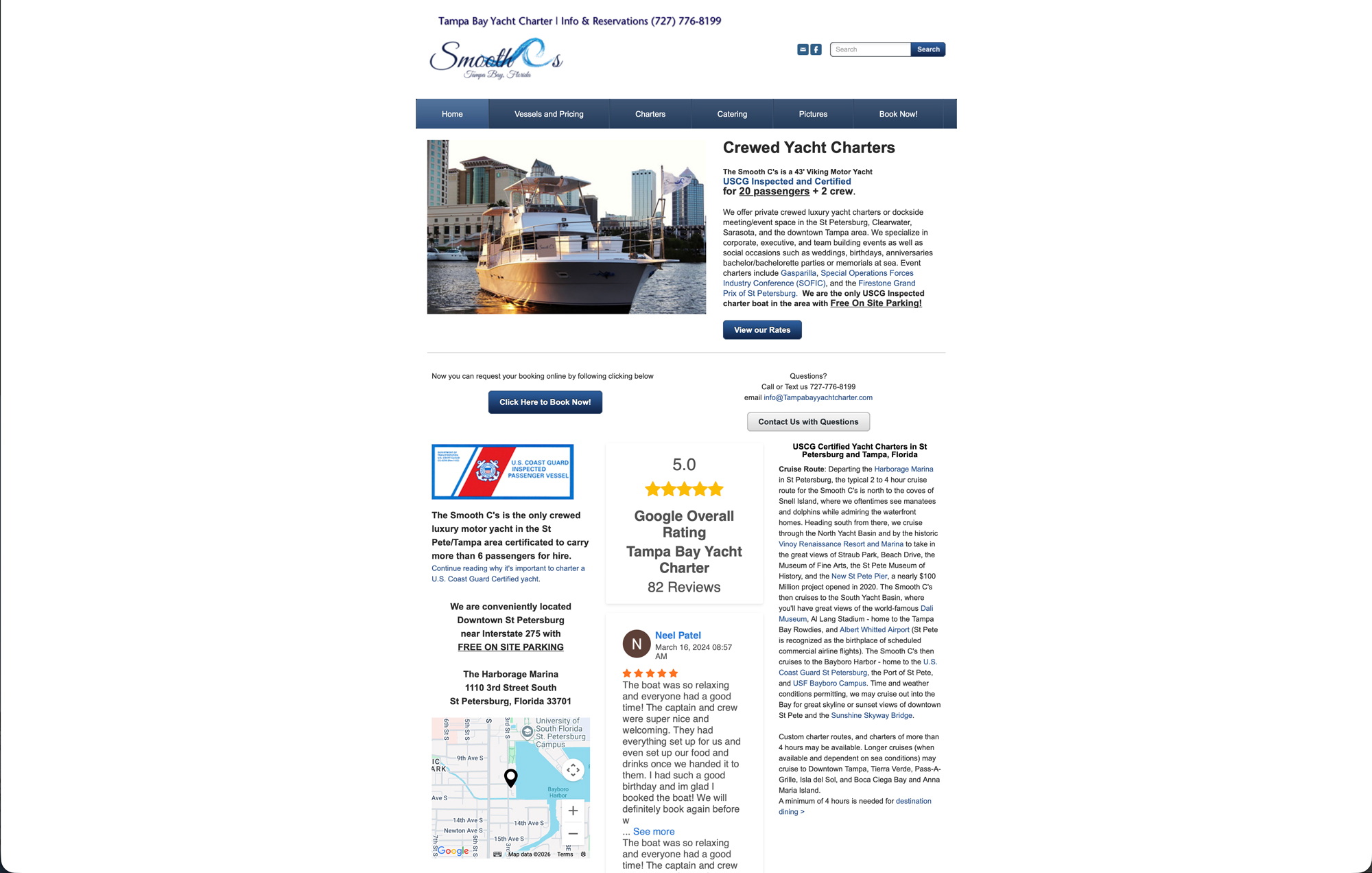 Tampa Bay Yacht Charter's previous website
