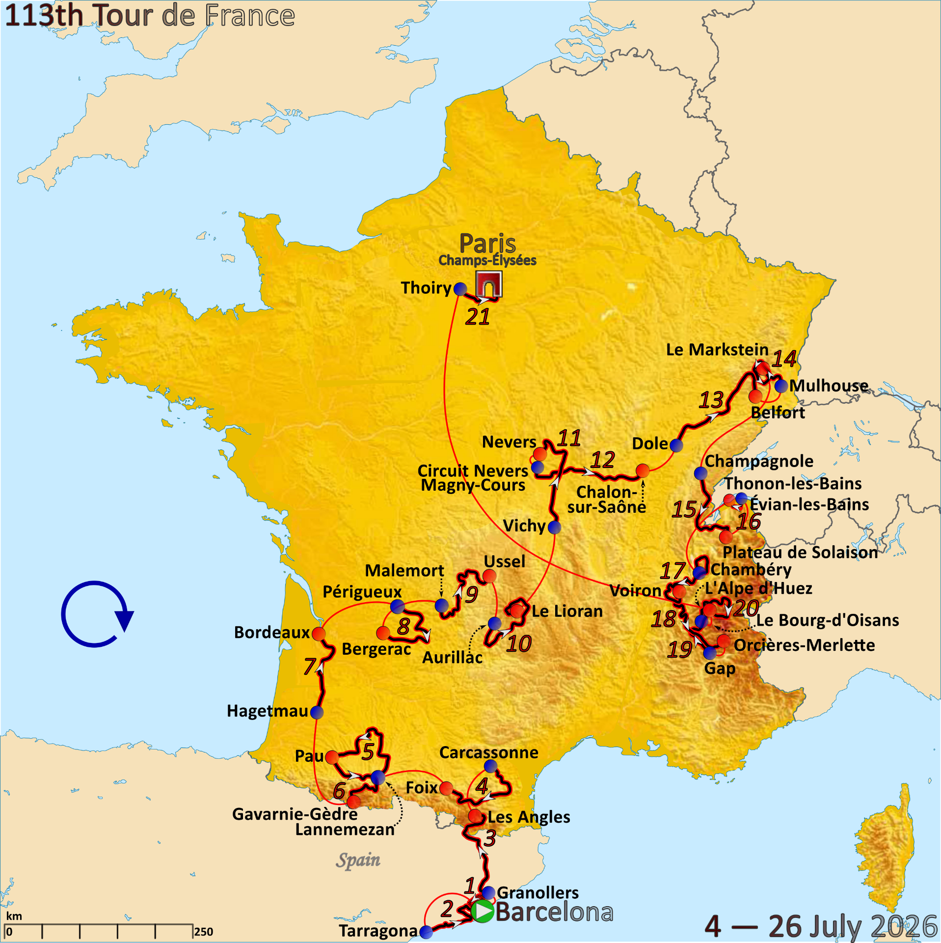 2026 Tour de France route map